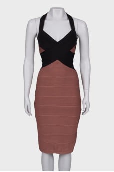 Brown open back dress