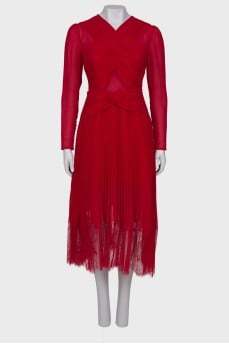 Red pleated dress