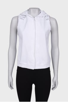 White lace hooded vest