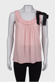 Pink tie blouse