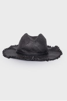 Black wicker hat