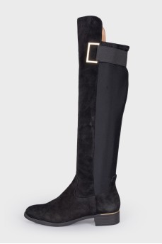 Suede and textile boots