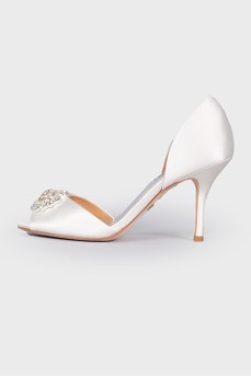 White shoes with rhinestones