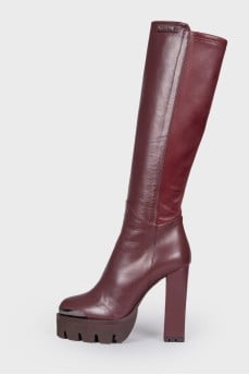 Burgundy leather boots