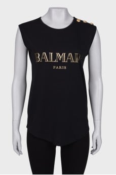 Black T-shirt with golden lettering