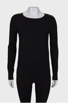 Wool sweater with buttons on the shoulders