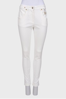 White straight fit jeans