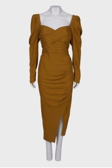 Mustard draped dress