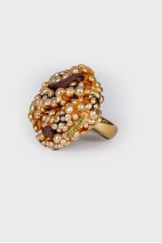 Silver and textile ring