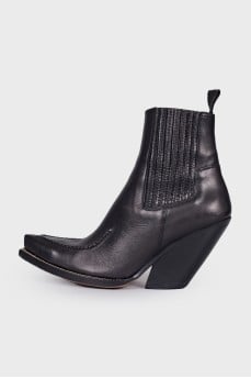 Leather black cossacks