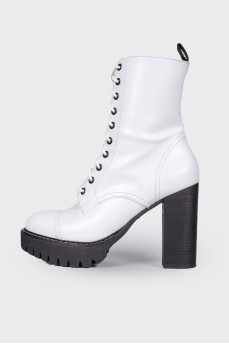 White heeled boots