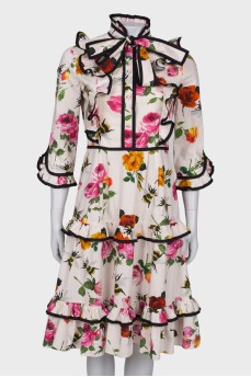 White dress in floral print