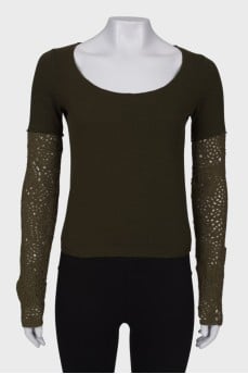 Sweater with knitted sleeves