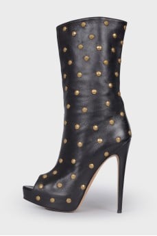 Open toecap leather boots