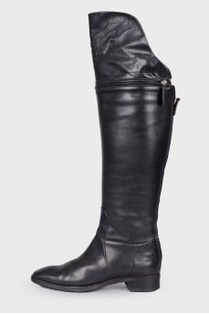 Leather boots with detachable topcap