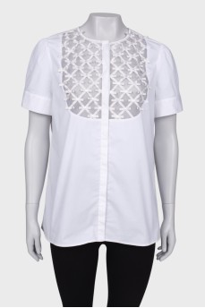 Blouse with a transparent insert on the chest