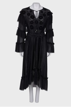 Dress with embroidery and ruffles