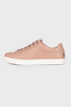 Dark beige leather sneakers