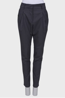 Pleated gray wool trousers