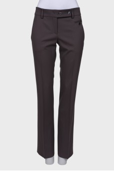 Wool gray straight fit trousers