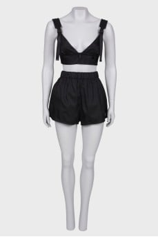 Black suit top and shorts