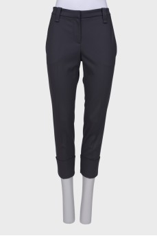 Gray wool trousers with roll-ups