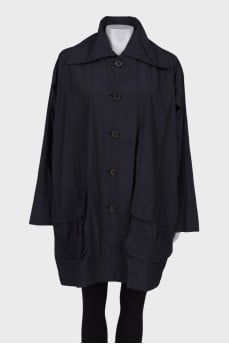Black and blue oversized raincoat