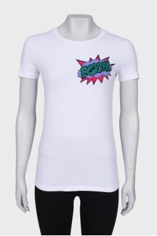 T-shirt with print and sequins
