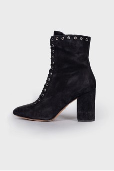 Lace-up suede ankle boots