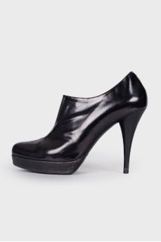 Mesh leather ankle boots