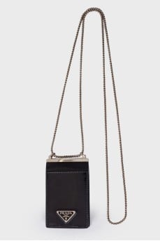 Leather cardholder with chain