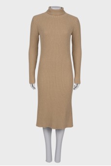 Beige high neck dress