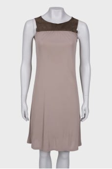 Dress with leather insert on top