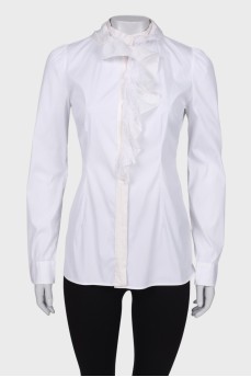 Blouse with ruffles at the collar