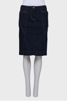 Straight fit denim skirt