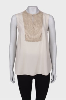Blouse with beaded embroidery