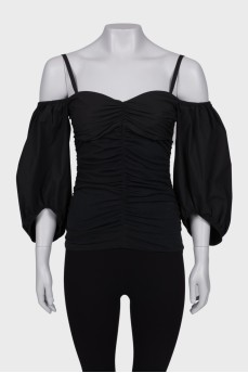 Black blouse with drape