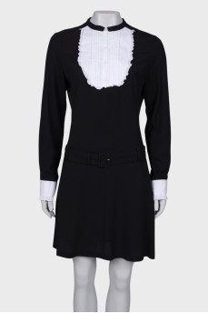 Black and white ruffle dress