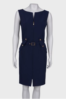 Blue dress with front zip