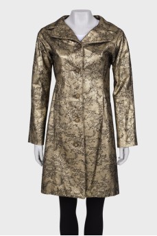 Leather golden coat with lace