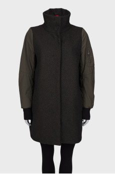 Combined coat with press-stud