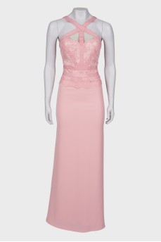 Maxi dress with lace top