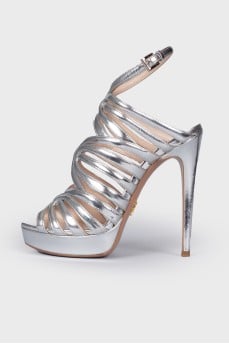 Silver leather sandals