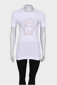 White T-shirt with rhinestone appliqué