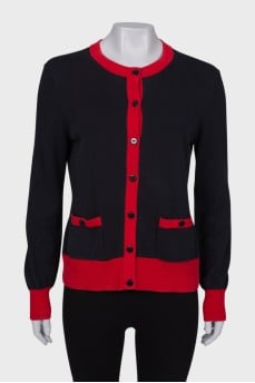 Black cardigan with red inserts