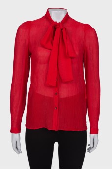 Silk blouse with a bow at the collar
