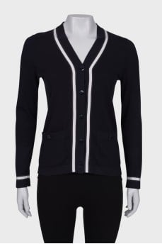 Navy blue cardigan with front pockets