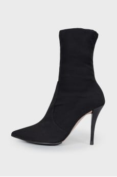 Textile ankle boots with stiletto heels