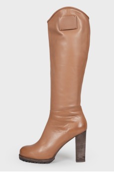 Brown leather boots