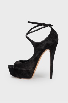 Open-toecap suede shoes